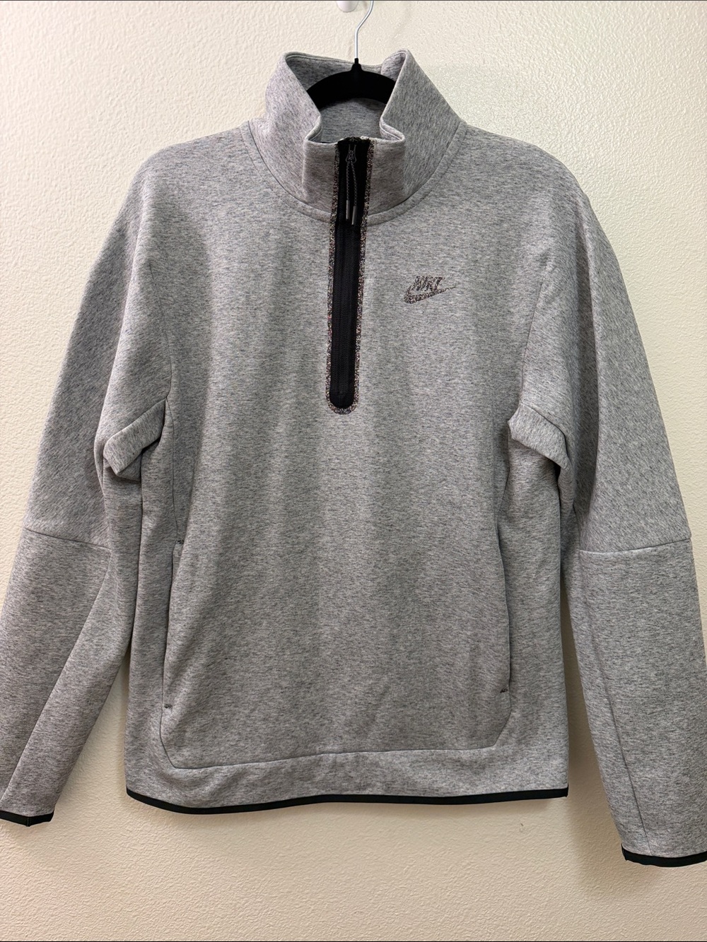 Nike Light Gray Half-Zip Pullover with Black Trim